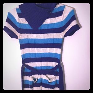 Cozy blue knit sweater dress
